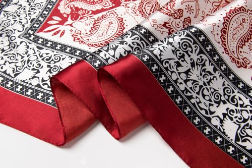 Image of 35 inch Men's Silk Cowboy Scarf - Oversized Western Bandana Neckwear, Large Square Scarf with Gift Packaging