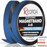 Reorda® Magnetband A B - Magnetstreifen für Fliegengitter & Moskitonetze für beste gegenseitige Anziehung - Magnetband selbstklebend - Neuartiger Spezial-Kleber für stärkste Klebekraft