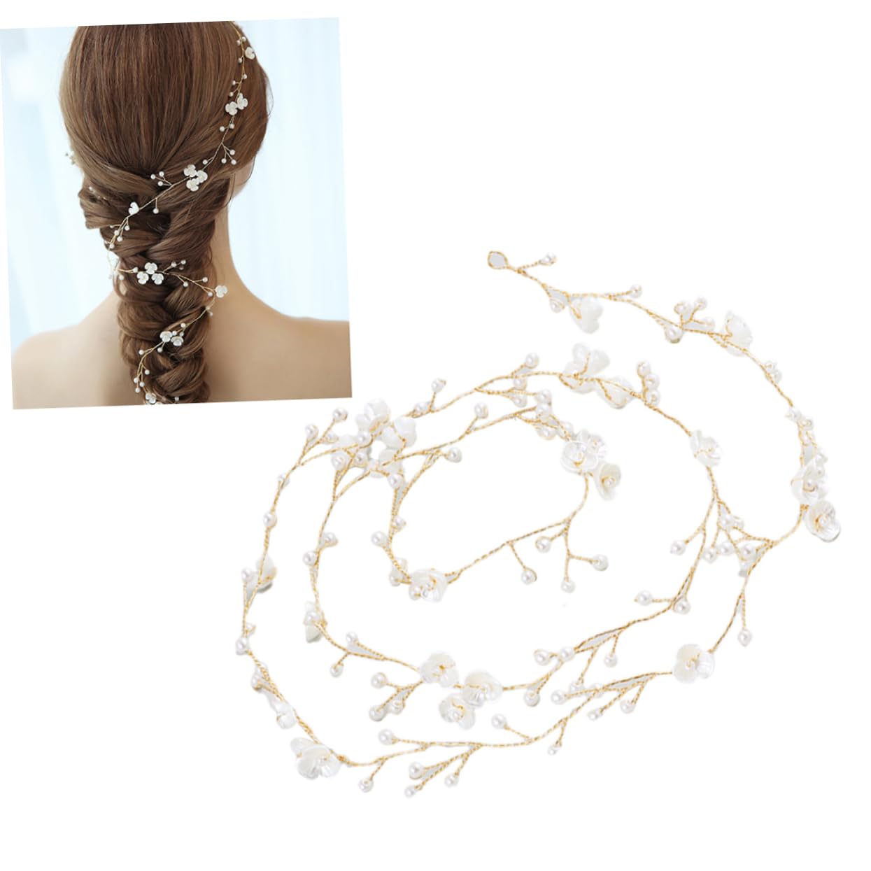FRCOLOR 3stücke Blumenkronen-haarband Für Braut Elegantes Haaraccessoire Für Hochzeiten Und Verlobungen Anpassbar Für Jede Frisur Langer Blumenhaarschmuck