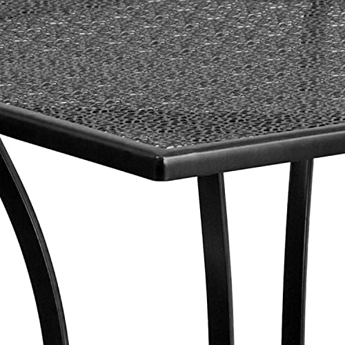 Flash Furniture CO-5-BK-GG Oia 28 Inch Commercial Grade Steel Patio Table, Modern Square Rain Flower Design Outdoor Dining Table thumb #4