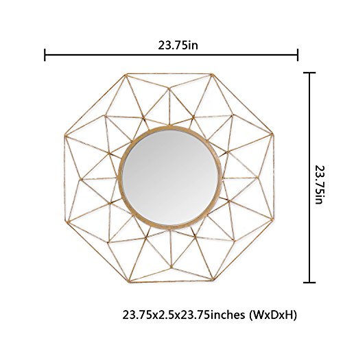 Asense 24 Inch Metal Wall Circle Mirrors Decor Round Classic Hanging Wall Art Modern Decoration For Home Decor Bathroom Bedroom Living Room,Gold #TOP4