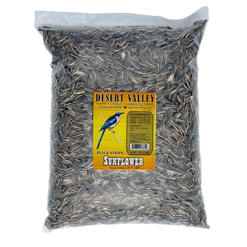 Desert Valley Striped Sunflower Seed All Natural Non-GMO Premium Wild Bird and Wildlife Food for Cardinals Jays Grosbeaks Squirrels and More (5 Pounds)
