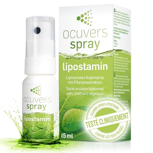 Ocuvers Lipostamin Spray pour les yeux – avec Euphrasia – 15 ml, spray pour les yeux contre les yeux rouges, adapté également en cas d'allergies, une alternative aux gouttes pour les yeux.