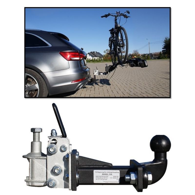 Prolunga gancio traino 250 mm inclinabile universale per portabici