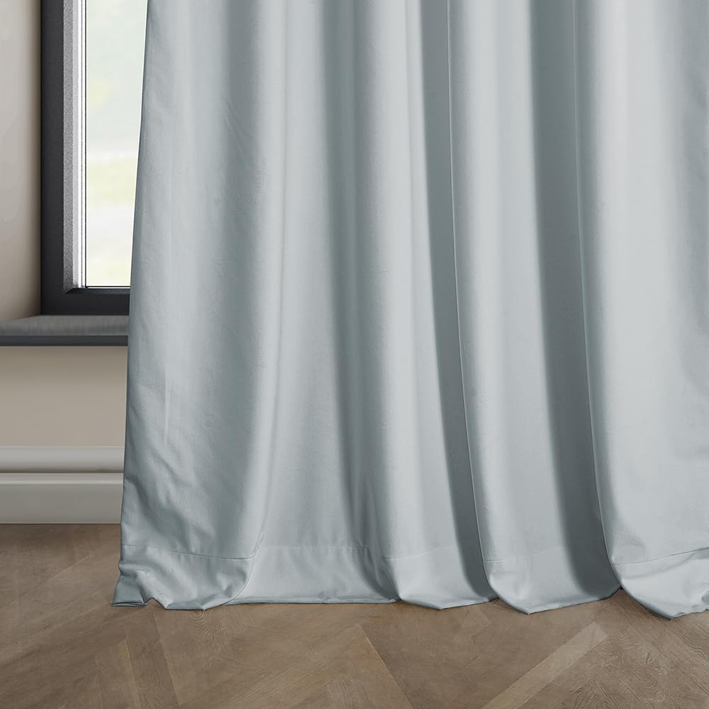 HPD Half Price Drapes Heritage Peluş Kadife Perde, Yatak Odası ve Oturma Odası için Karartma Perdesi, 50x96 cm, Aquarius Mavisi (1 Panel)