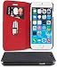 Produktbild WIIUKA Echt Ledertasche - TRAVEL - für Apple iPhone SE (2020), iPhone 8 und iPhone 7 mit Kartenfach, extra Dünn, Tasche RED Edition, Schwarz Rot, Leder Hülle kompatibel mit iPhone SE/8/7