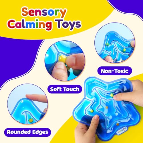 Image of LESONG Sensory Fidget Toys for Kids: 4 Pack Squishy Gel-Filled Fidget Maze for Special Needs - Calming Sensory Toys for Autism ADHD Classroom Prizes - Travel Games for Boys Girls Car Road Trips