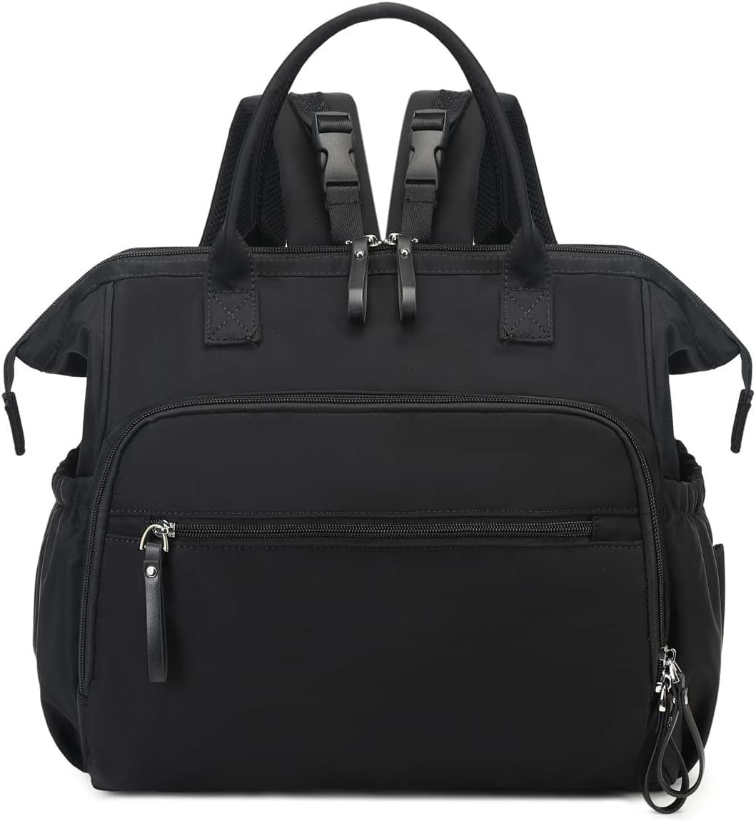 LINGMING Bolso cambiador grande, 14 bolsillos para bebé y 3 bolsillos aislados, regalos para baby shower (negro, grande)