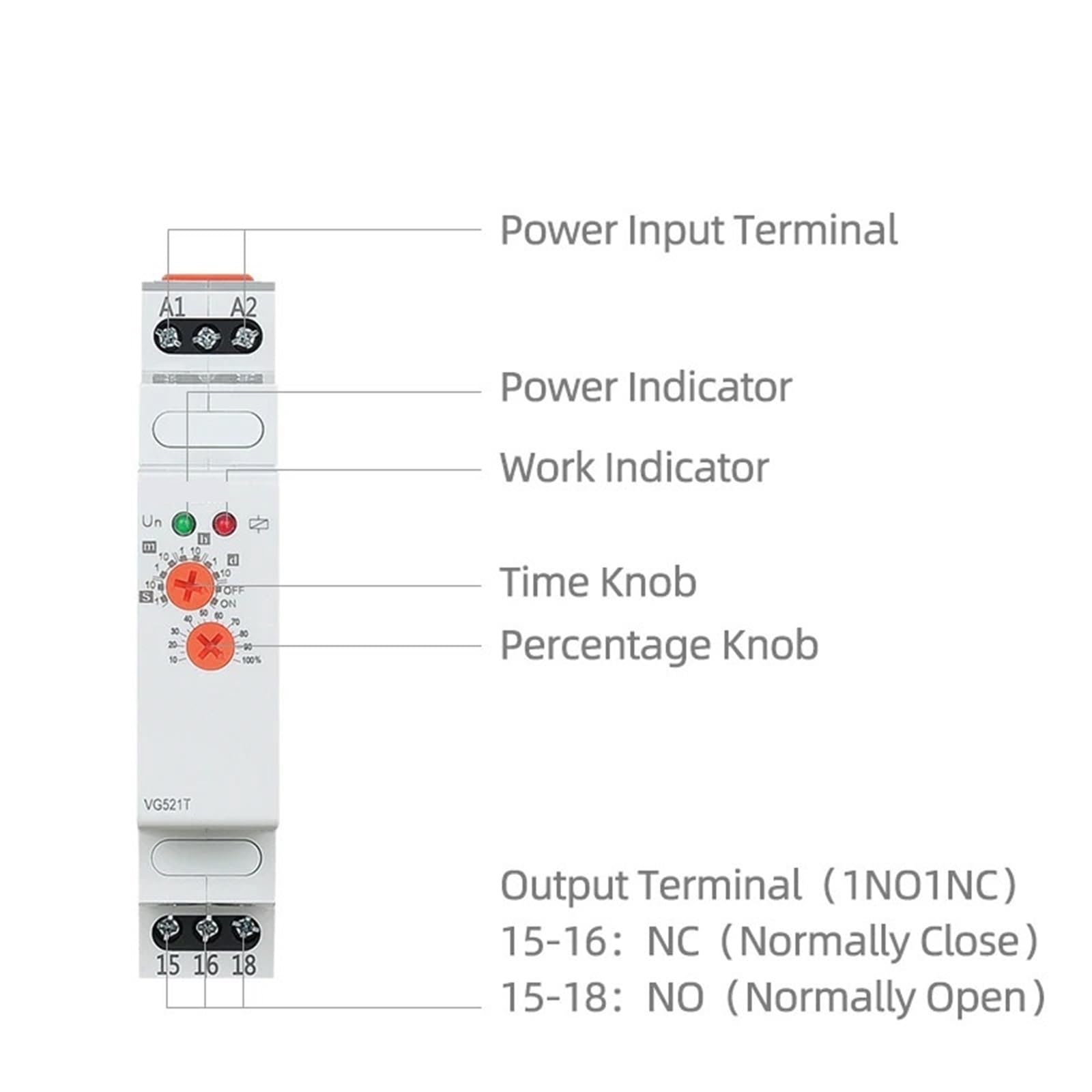 Przekaźnik czasowy na szynie DIN 220 V przekaźnik opóźniający zapłon 12 V 12 V 24 V 110 V wyłącznik czasowy 1 szt. (12 V-240 V AC DC)
