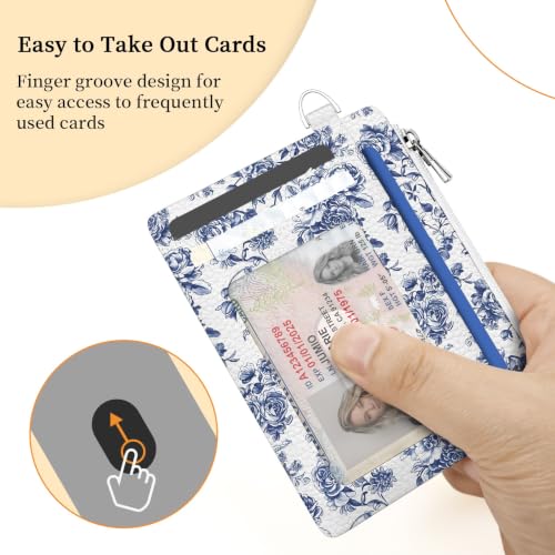 Image of Hancynir Floral Flower Credit Card Holder Small Wallet Women Slim RFID Cute