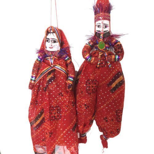 Joshi Handicrafts Rajasthani Ethnic Wooden Puppet Dolls Pair Face ...