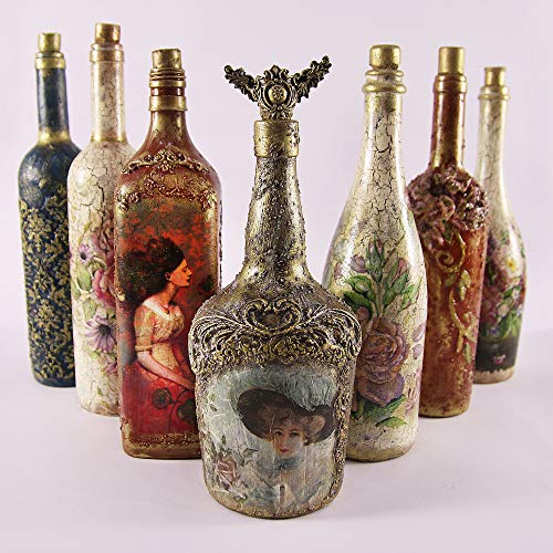Handmade Floral Liqueur Carafe - Vintage Decorated Decoupage Bottle for Mediterranean Home and Steampunk Aesthetic - Image 6
