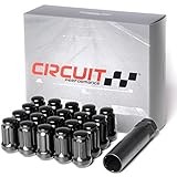 Circuit Performance Spline Drive Tuner Acorn Lug Nuts Black 12x1.5 Forged Steel (20pc + Tool)