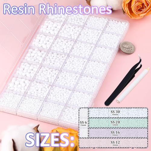 Image of 30000Pcs Resin Rhinestones for Bedazzling with Tweezers, White Rhinestones for Crafting with B7000 Jewelry Glue for DIY Crafts Clothing Tumblers Shoes Fabric Nail Art