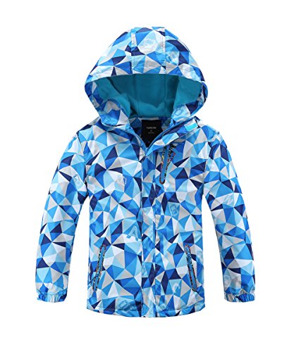 Hiheart Girls Boys Waterproof Fleece Lined Jacket Hood Windproof Rain Coat Blue 8/9 #TOP11