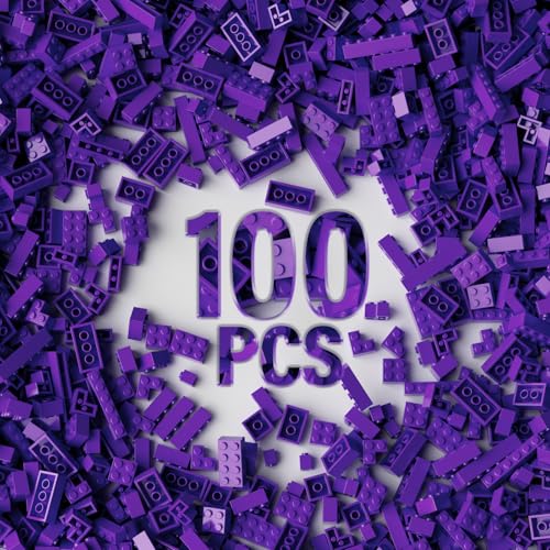 100 Piece Purple Classic Building Blocks, 12 Size Bricks Bulk, Compatible With Lego Parts and Pieces