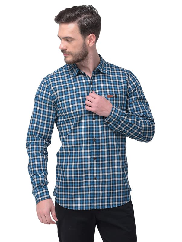 Image of Woodland Mens Cotton Printed Casual Regular Fit Full Sleeves Shirt