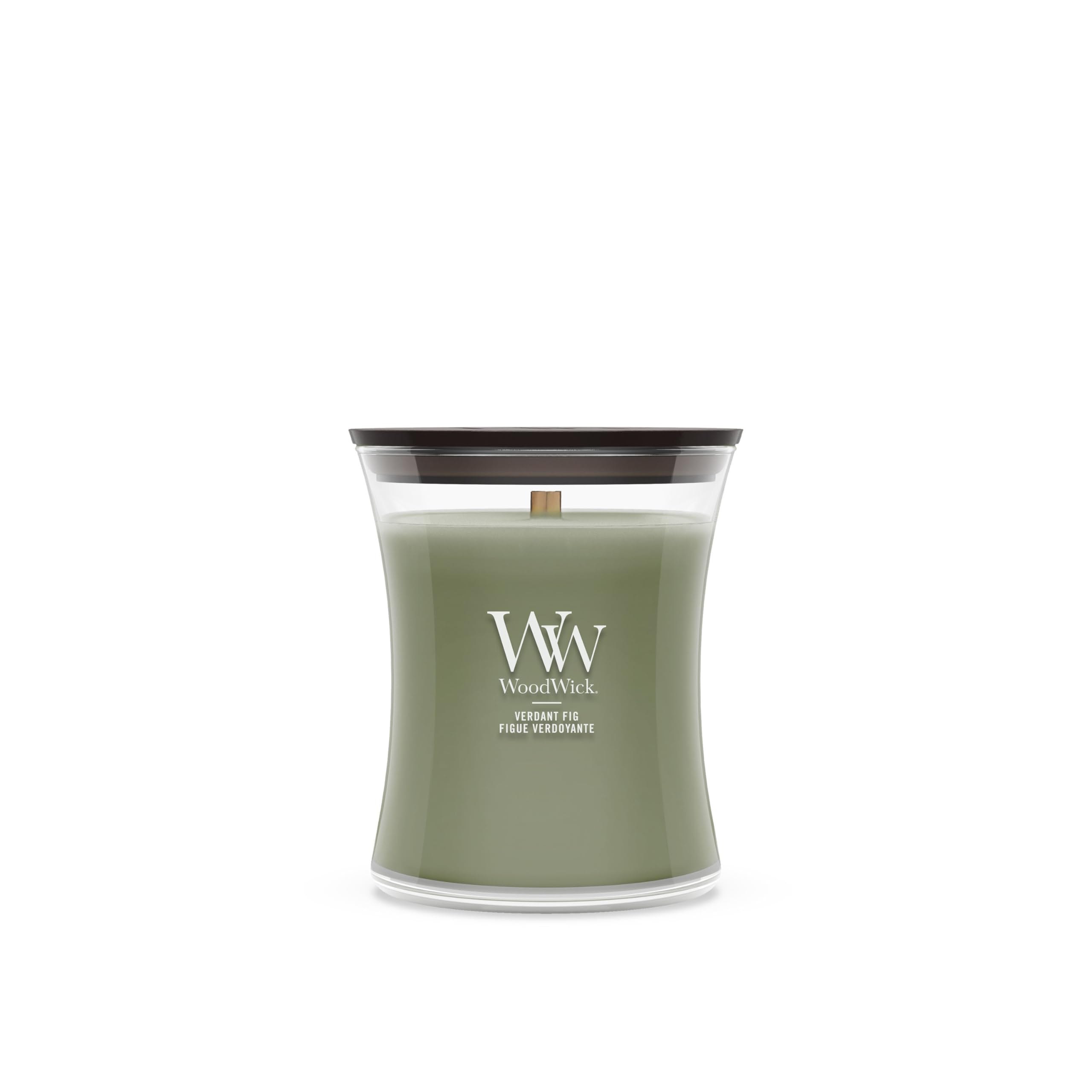 Bougie parfumée haut de gamme WoodWick Figue verdoyante en verre sablier