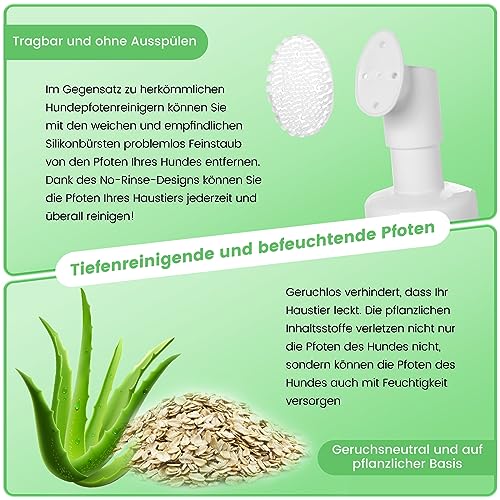 Tinioey Pfotenreiniger für Hunde (200ml) | Hundepfotenbürste | Hundepfoten Reiniger | No Rinse Schäumendes Shampoo für Haustiere | Katzen Pfotenpflege Zubehör | Hunde Sachen Hundezubehör