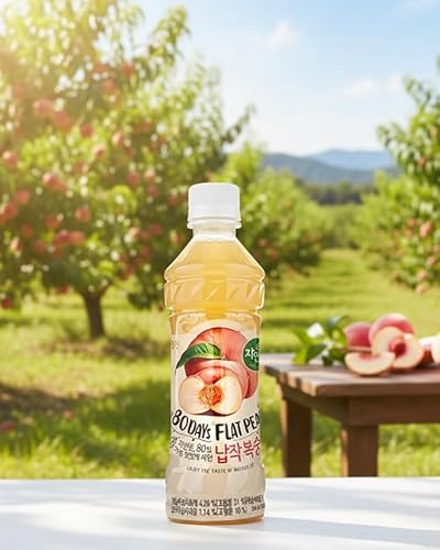 ウンジン 80DAYS フラットピーチ 340ml×48本セット ｜｜韓国ドリンク 桃ジュース 韓国 peach ジュース ドーナツの商品画像（Amazon）