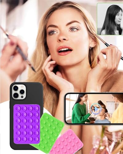 Image of 6 PCS Suction Phone Case, Phone Suction Sticker, Silicone Suction Phone Case for Hands-Free Mobile Accessory Holder Grip, Video Phone Accessory Compatible Mirror, Shower (6 Colors)