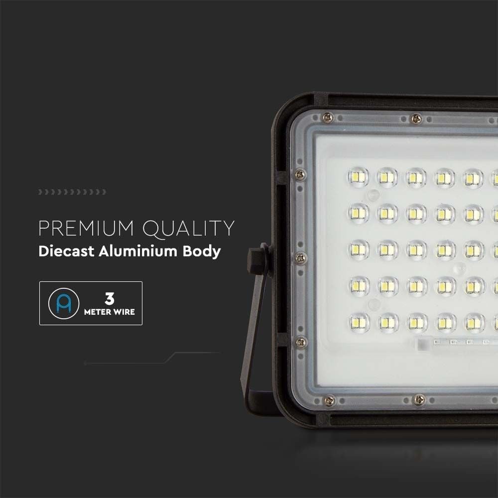 V-TAC Reflektor zewnętrzny LED z panelem słonecznym 10 W, czas pracy 12 godzin, chip Samsung IP65-800 lumenów, projektor LED z pilotem zdalnego sterowania i baterią do domu, ogrodu, garażu - zimne