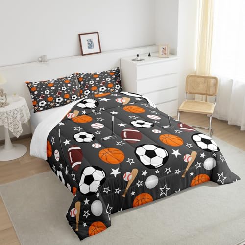 Image of Feelyou Sports Theme Bedding Set Twin Size for Kids Teens