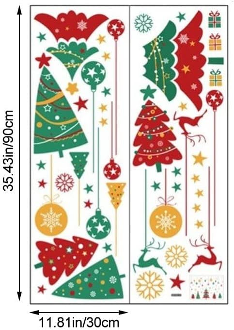 Christmas Window Stickers Christmas Tree Snowflake Wall Decals Removable Wall Stickers for Christmas Decorations