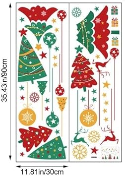 Christmas Window Stickers Christmas Tree Snowflake Wall Decals Removable Wall Stickers for Christmas Decorations