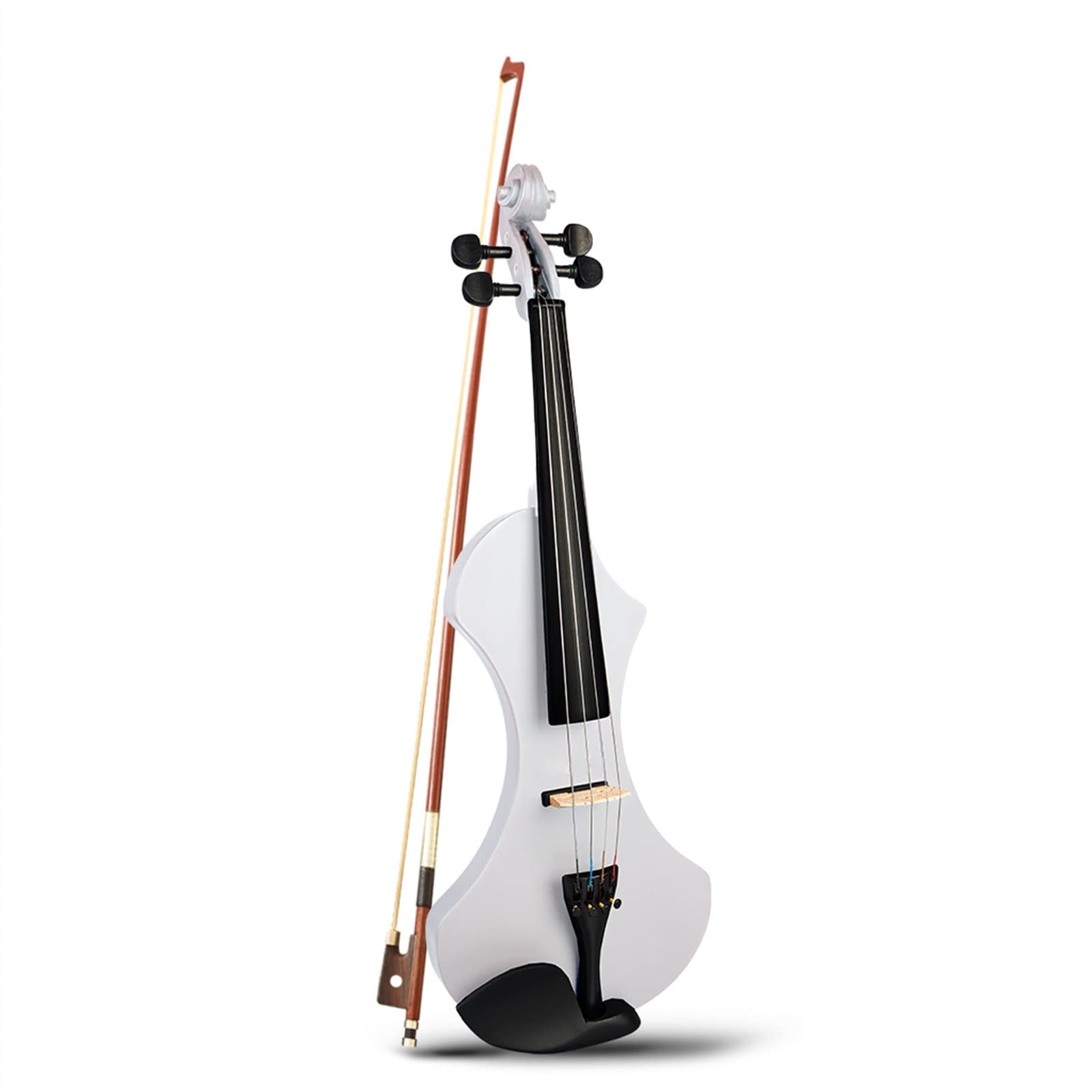 Violino Elettrico 4/4 Bianco Opaco Full Size in Legno Massello Set di Violino Elettronico/Silenzioso con Arco per Violino Custodia per Violino Corde per Violino Violini per Studenti