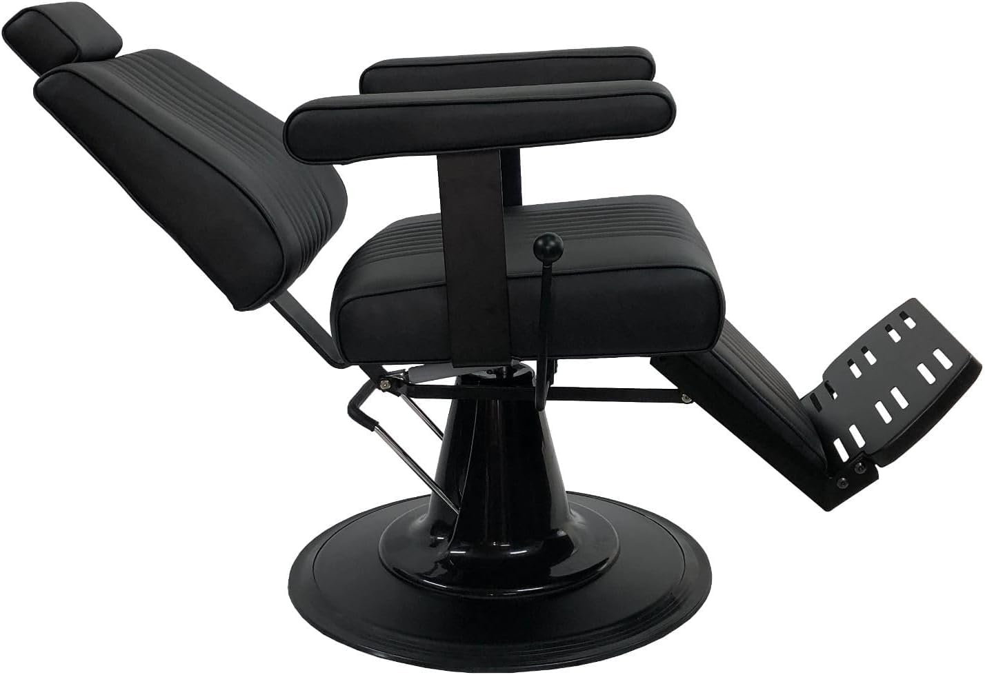 Genérico Sillón Barbero hidráulico reclinable y Giratorio con reposabrazos Modelo Cut - Chasis Negro