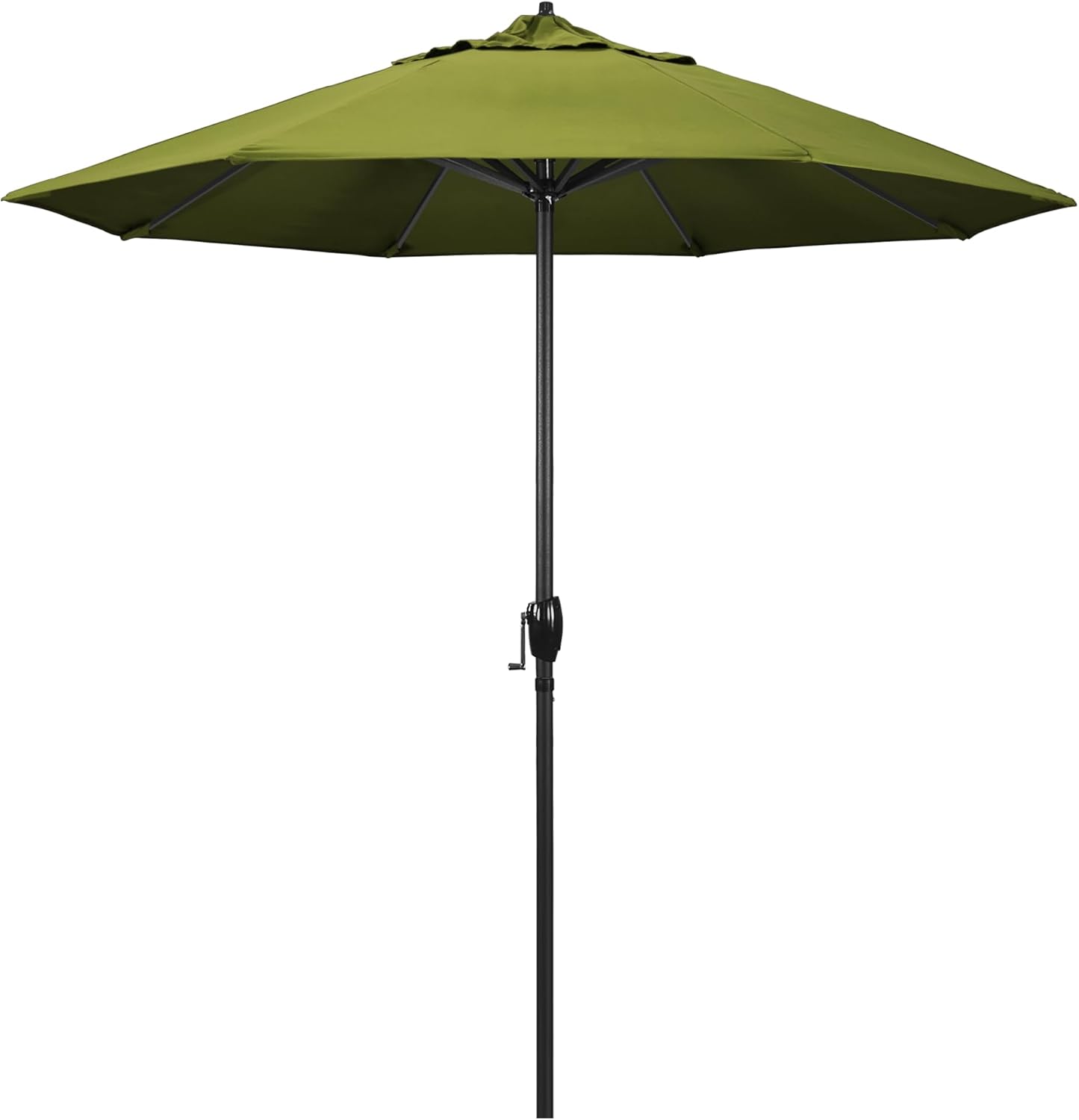 California Umbrella 7.5' Rd Aluminum Patio Umbrella, Crank Lift, Auto Tilt, Black Finish, Kiwi