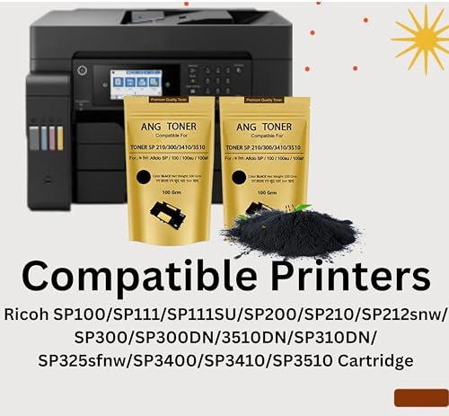 Image of ANG SP 210 SU Toner Powder for Ricoh SP210SU Multi-Function Laser Cartridge (Set of 2) 100% Compatible Toner Powder