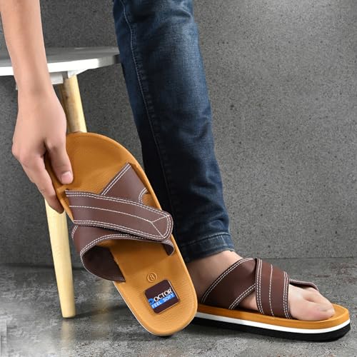 Image of Men's Comfort Slippers with Cross Strap Design | Cushioned Footbed & Shock Absorbing Sole | Lightweight Everyday Wear Slippers for Home, Office & Casual Use
