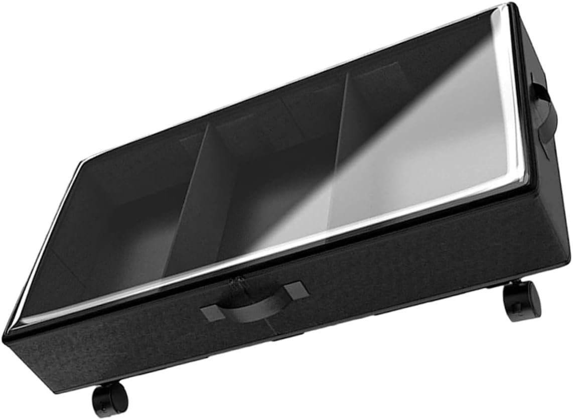 SUPVOX Bed Storage Organizer with Wheels, Large Capacity 3-compartment Oxford Fabric Clothes Organizer Box, Dustproof Rolling Storage Bin for Bedding, and Clothing in Bedroom