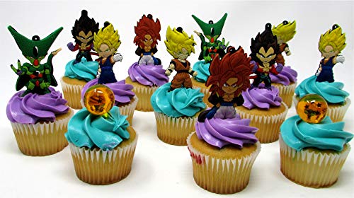 Dragon Ball Z 12 Piece Random Birthday Cupcake Topper Set Featuring 12 Random Dragon Ball Z Character Figures
