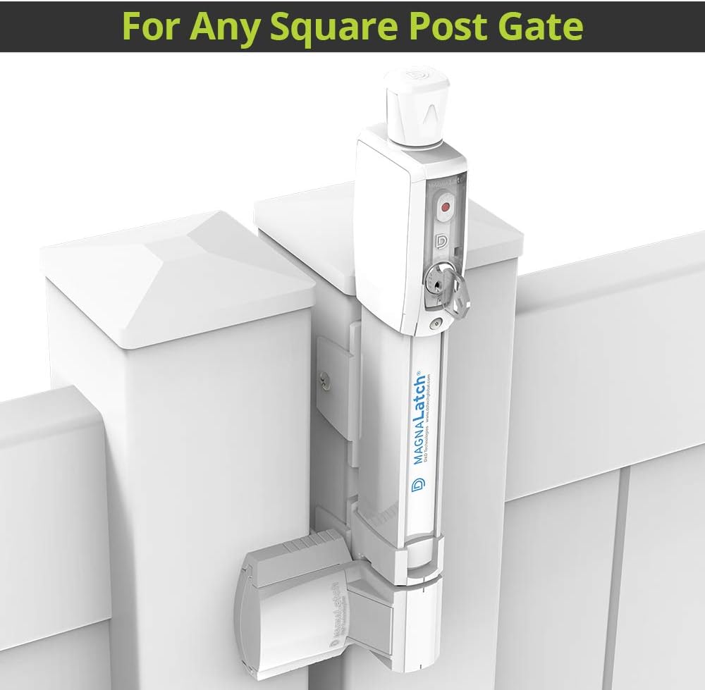 D&D Technologies ML3VPKAWT MagnaLatch Vertical Pull 12-inch Gate Latch, Magnetic Lock System, Professional-Grade Child & Pet Safety Latch, Rekeyable Security Lock System, Square Gate Frame and Post