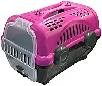 Furacão Pet Luxo Caixa de Transporte, Rosa/Cinza, 2