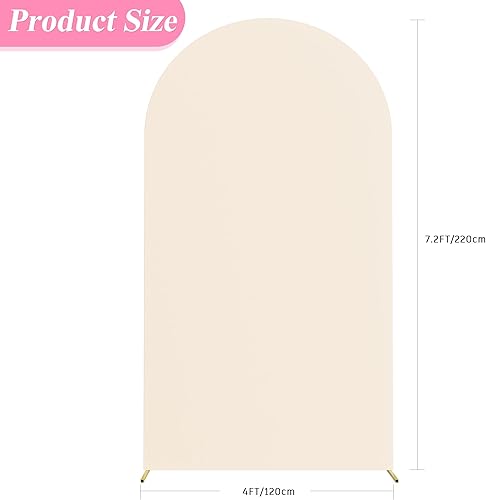 Miniatura 2 de Asee'm Cubierta de arco de boda de 7.2 pies, color beige, ajustada, cubierta de elastano ajustable de 2 caras, cubierta de fondo para decoración de