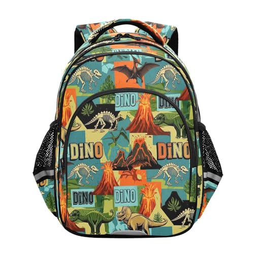 17 Inch Backpack for Kids, Backpack Boys Elementary School, Retro Dinosaur S - Main Image