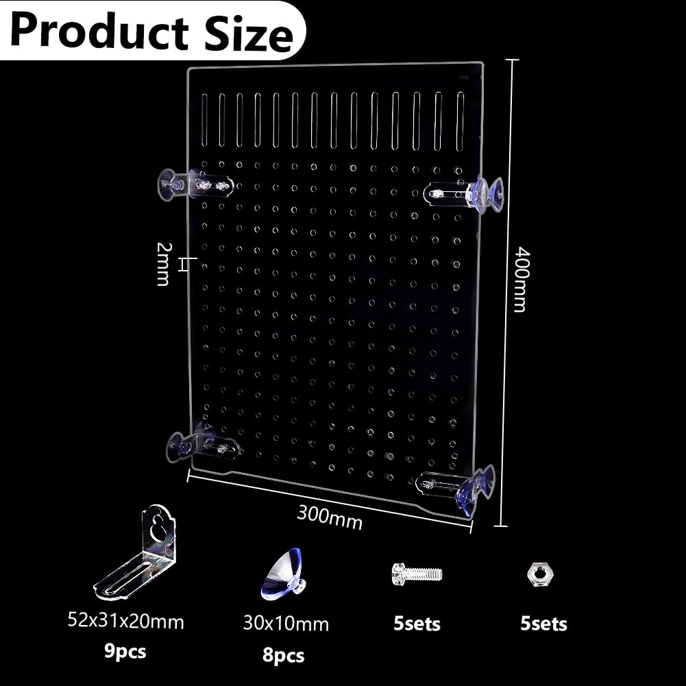 Divisor acrílico para peces, rejilla aislante con ventosas, placa transparente, separador de pescado, distribuidor en línea, placa de conector de manguera, placa de 15,7 x 11,8 x 0,08