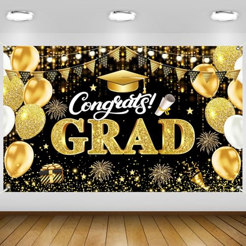 Black Gold Banner para Graduación 71x43 pulgadas miniatura 1