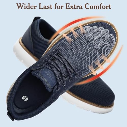 Image of Men's Breathable Mesh Comfortable Business Casual Shoes with Sneakers Design for Long Standing, Office Work, Formal Occasions & Walking Blue