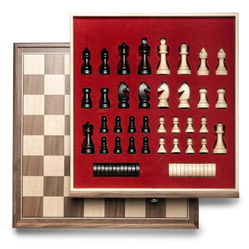Juego de Ajedrez y Damas Clásico de Madera 15" miniatura 5