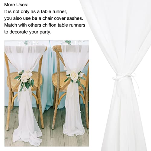 Soardream White Chiffon Table Runner 2 Packs 27X120 Inches Romantic Rustic Wedding Table Runner 10Ft Long Table Runners For Bridal Shower Decorations #TOP6
