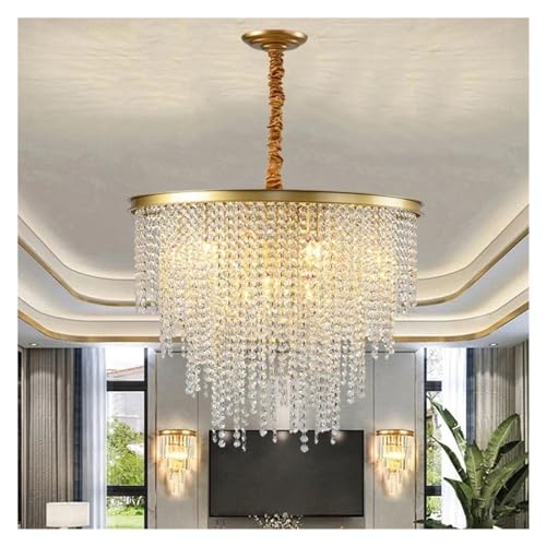 Lustre en cristal LED avec intensité réglable pour îlot de cuisine
