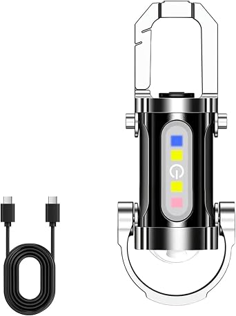 Portable Rechargeable Bright Keychain Flashlight Phone Charger, 2026 New Keychain LED Flashlight, 6 Light Modes Waterproof, for Camping, Fishing, Hiking 1