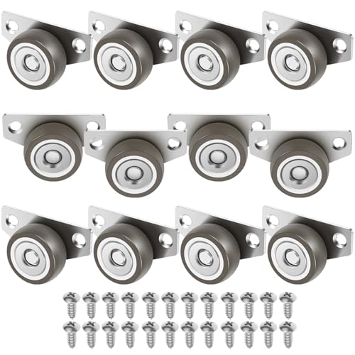 12 Pcs Side Mount Casters Wheels 1.25 Inch Non Swivel Caster Wheels No Noise Side Mounted Casters with 24 Screws for Furniture Cabinet Tables