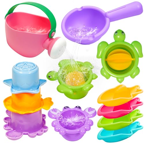 Image of 10PCS Baby Bath Toys for Kids Ages 1-3 Mold Free Water Toys for Toddlers 12+ Months Fun Bathtub Pool Beach Toys Safe Early Learning Water Table Toy for 2-6 Years Old Christmas Birthday Boys Girls Gift
