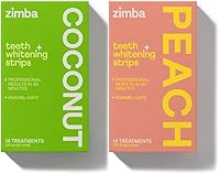 Vista 1 de Zimba tiras blanqueadoras para dientes – blanqueador de grado profesional, formulado para dientes sensibles, ingredientes naturales y seguros